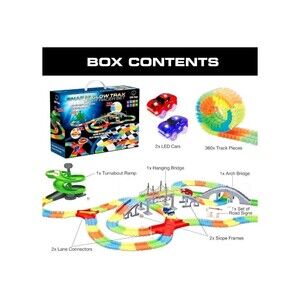 Glow Trax 360pc Glow-in-the-Dark Flexible Race Track Set w/ LED Light‎ Up Cars